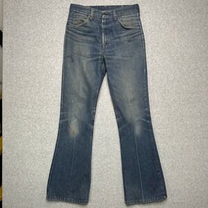 Vintage Sears SportsWear Thumbs Up Flare Leg Blue Denim Jeans Mens 31x33.5 70s